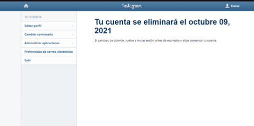 Eliminar cuenta Instagram 5