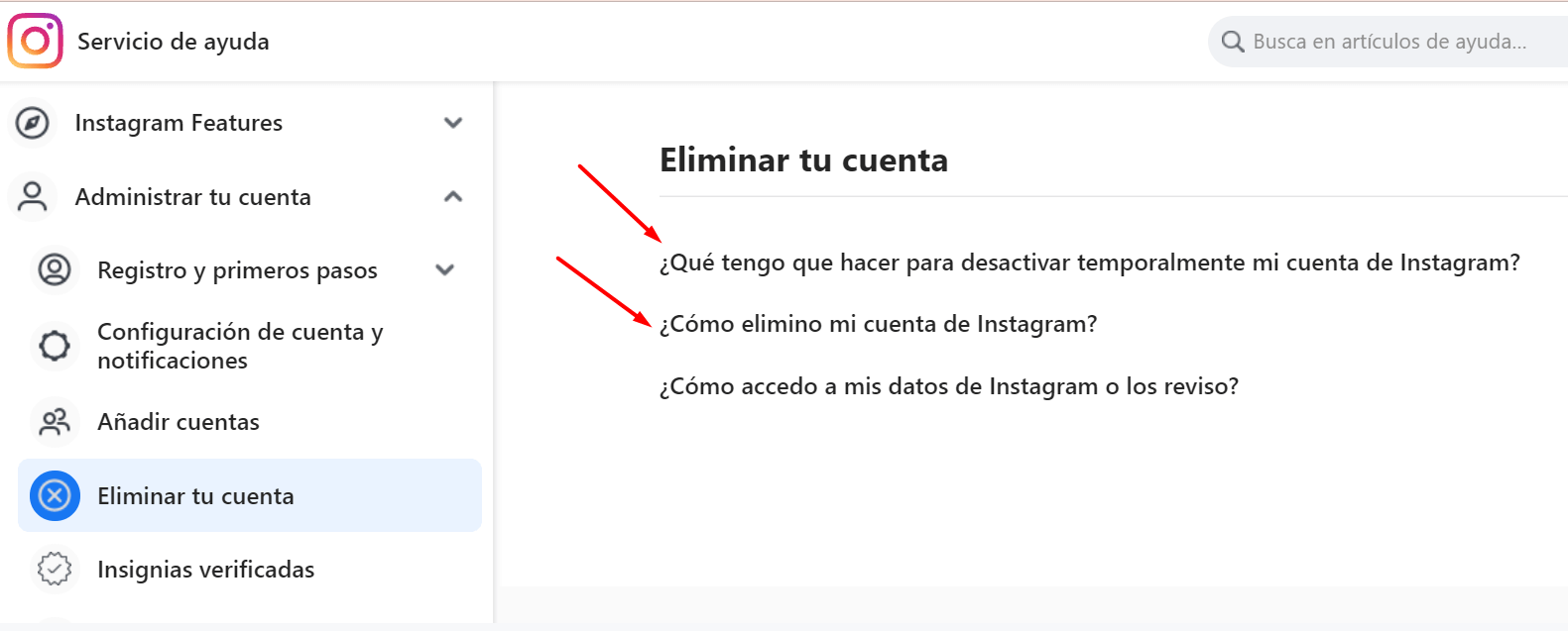 eliminar cuenta instagram